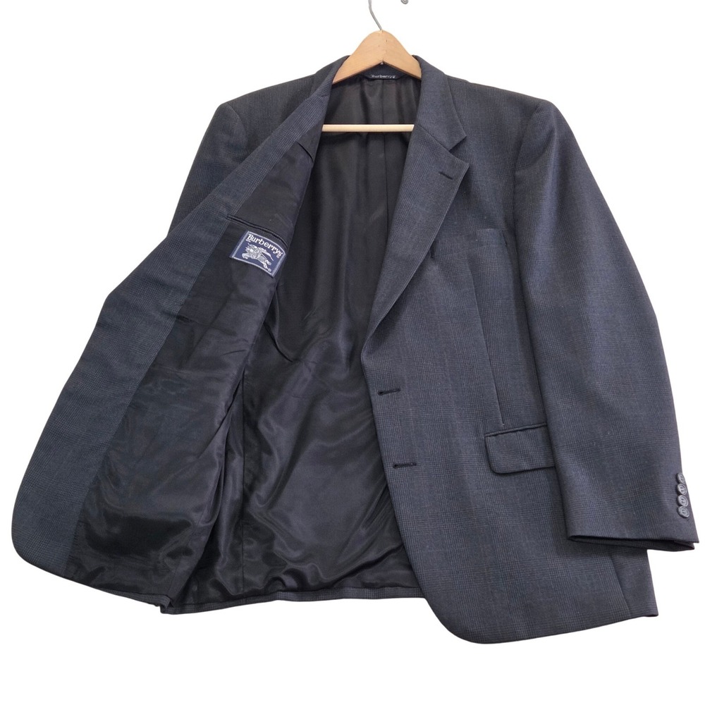 Burberrys Mens 44L Gray‎ Glenn Plaid 100% Wool Blazer Sport Coat USA Union Made